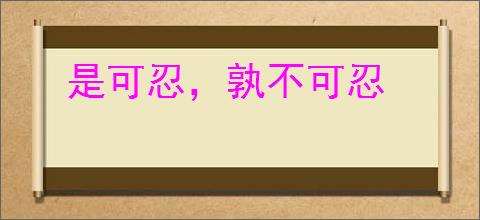 是可忍，孰不可忍